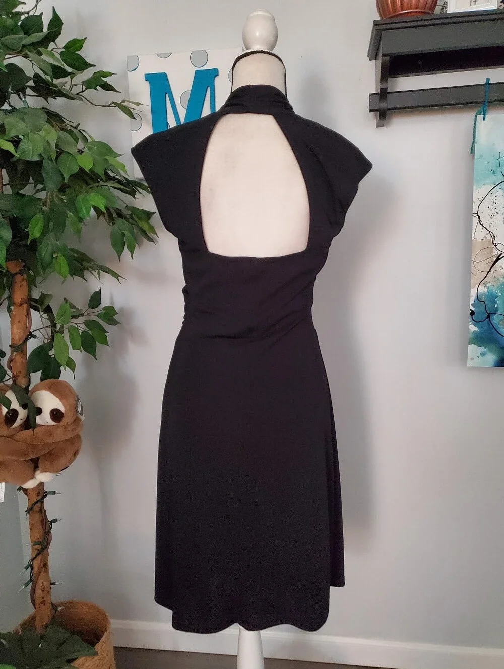 WHITE HOUSE BLACK MARKET Faux Wrap Open Back Midi Dress M